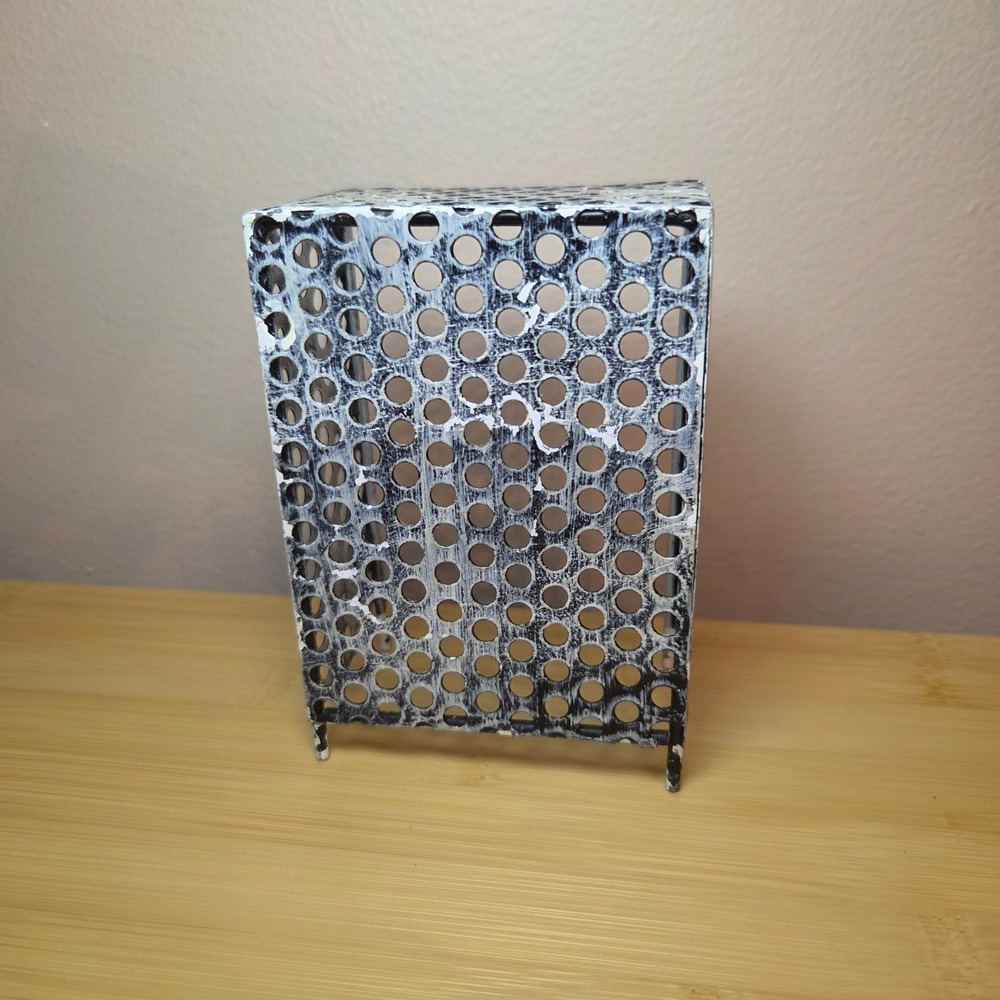Custom Miniature Metal Cage Prop Distressed Black White Halloween Horror